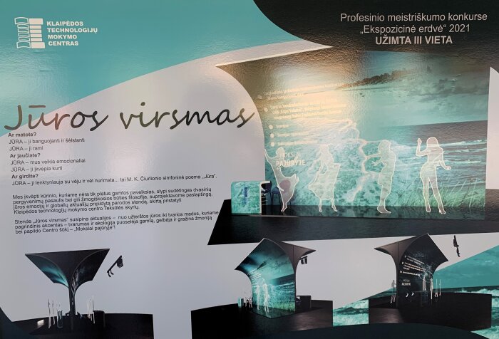 Teismo vitrinoje Klaipėdos technologijų mokymo centro mokinių darbai 