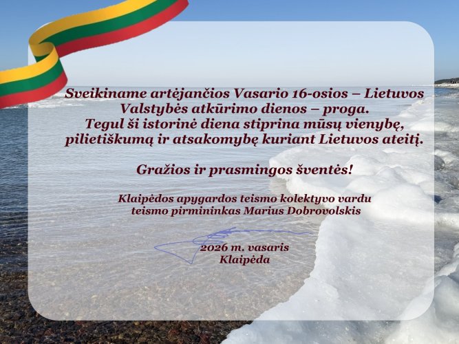 Sveikiname su artėjančia Valstybės atkūrimo diena!