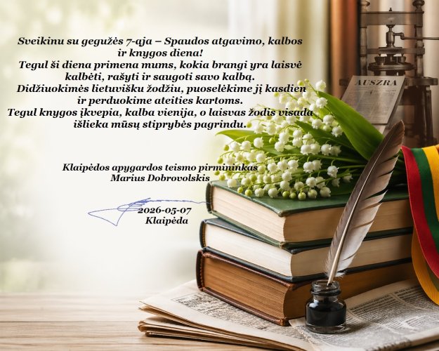Sveikinimas Spaudos atgavimo, kalbos ir knygos dienos proga!
